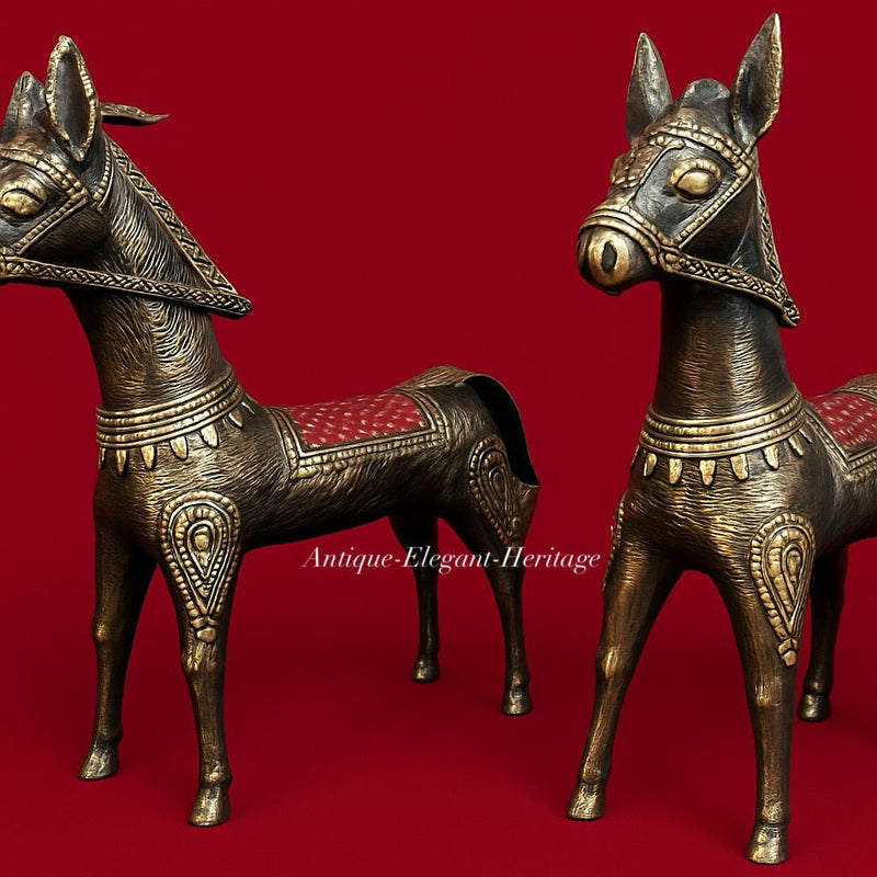 Antique Brass Horse Figurines – Handcrafted Home Décor Showpieces - Kanasu Artifacts