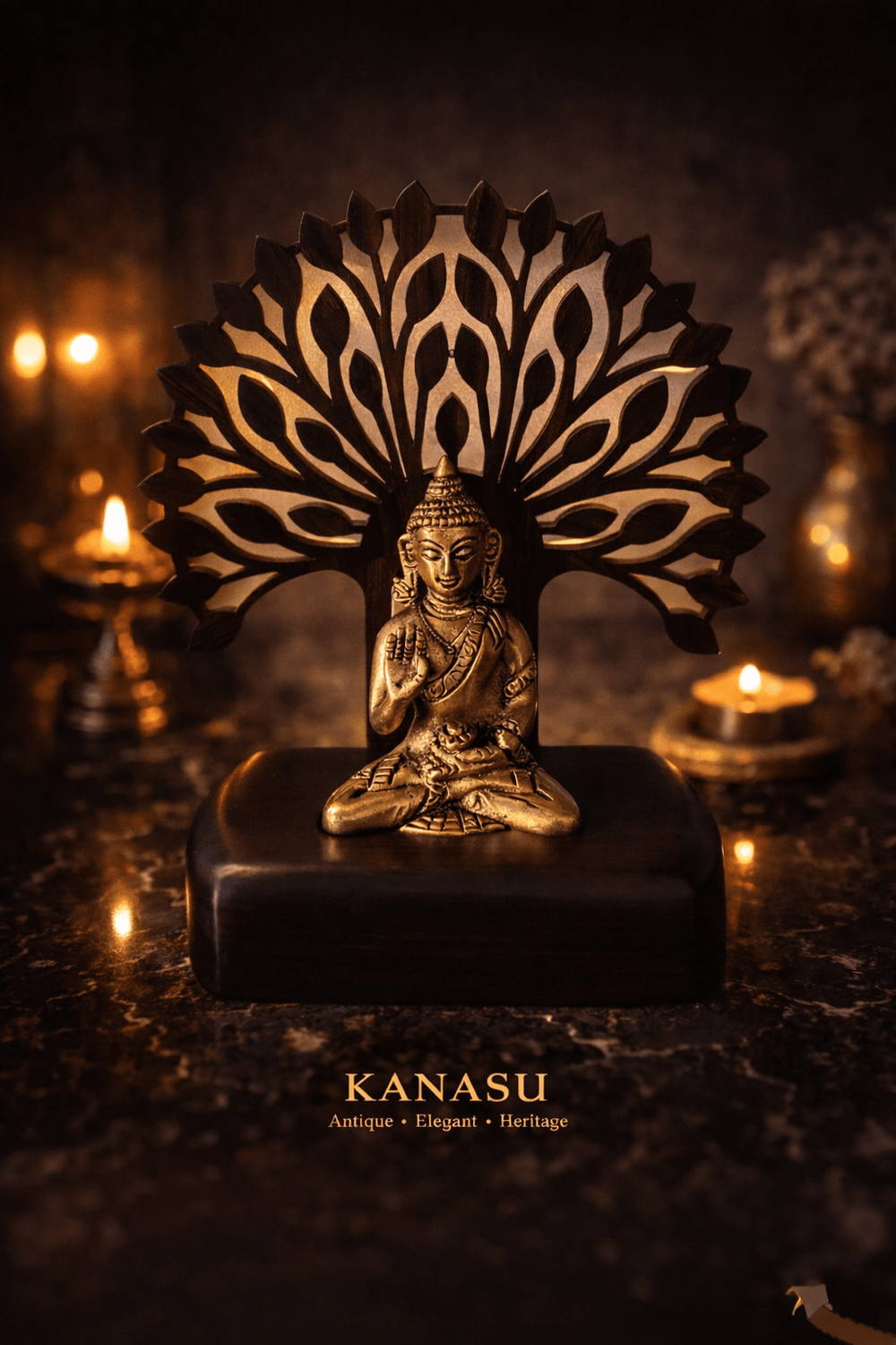Bodhi Buddha – Handcrafted Brass Meditation Sculpture for Serene Living Spaces - Kanasu Artifacts