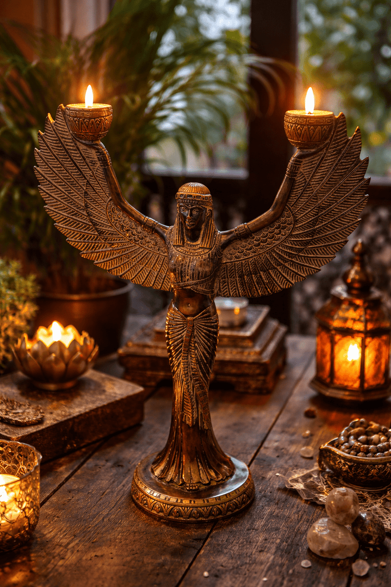 Egyptian Lady Candle Stand - Kanasu Artifacts