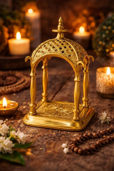 Kanasu “AURELIA SHRINE” – Handcrafted Brass Temple Accent - Kanasu Artifacts