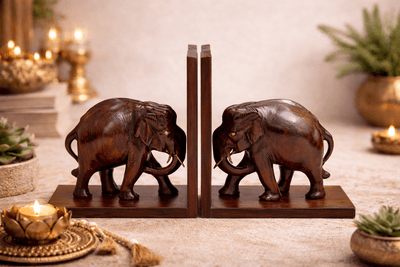 Kanasu “TWIN ELEPHANT BOOKENDS” – Handcrafted Rosewood Statement Set - Kanasu Artifacts