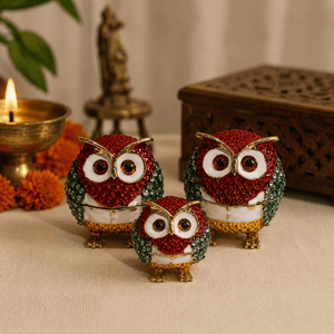 Ullu - Owl Trinket Box ( set of 3) - Kanasu Artifacts